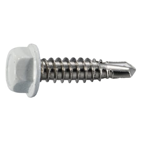 Midwest Fastener Self-Drilling Screw, #14 x 1 in, Painted Stainless Steel Flange Hex Head External Hex Drive, 6 PK 39594